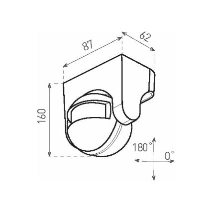 Εξωτερικός αισθητήρας κίνησης PIR 1200W/230V IP44 μαύρος