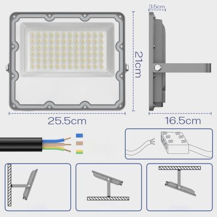 Εξωτερικός προβολέας LED 100W/230V 4500K IP65 γκρι