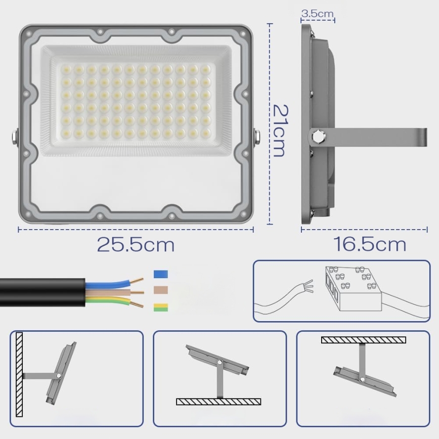 Εξωτερικός προβολέας LED 100W/230V 4500K IP65 γκρι