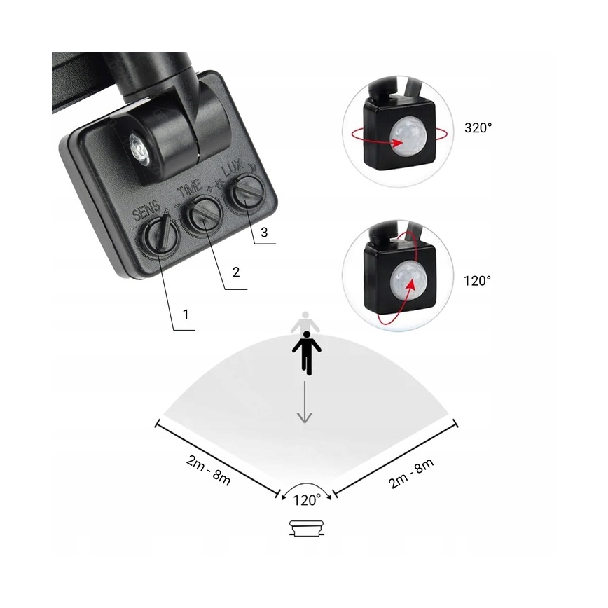 Εξωτερικός προβολέας LED με αισθητήρα LED/100W/230V 4000K IP65 μαύρο