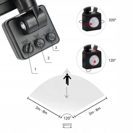 Εξωτερικός προβολέας LED με αισθητήρα LED/20W/230V 4000K IP65 μαύρο