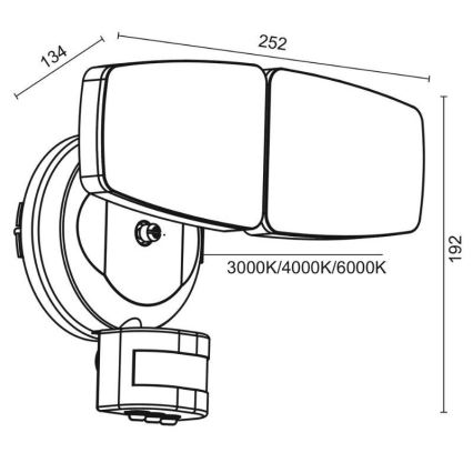 Εξωτερικός προβολέας LED με αισθητήρα LED/24W/230V 3000/4000/6000K IP54 λευκό