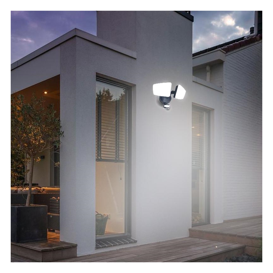 Εξωτερικός προβολέας LED με αισθητήρα LED/24W/230V 3000/4000/6000K IP54 μαύρο