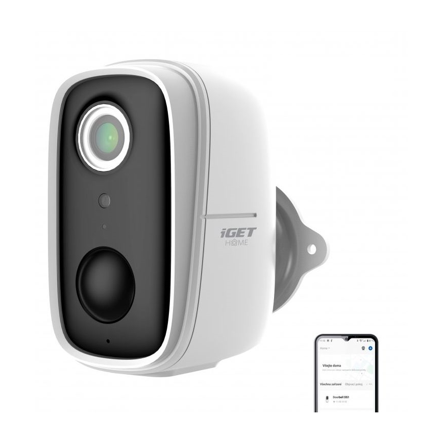 Έξυπνη κάμερα με αισθητήρα Full HD 1080p 5V 9600 mAh IP65 Wi-Fi Tuya λευκό