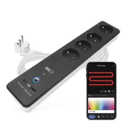 Έξυπνη πολύπριζα με διακόπτη GoSmart 4Z + 1xUSB-A + 1xUSB-C 2 μ Wi-Fi Tuya