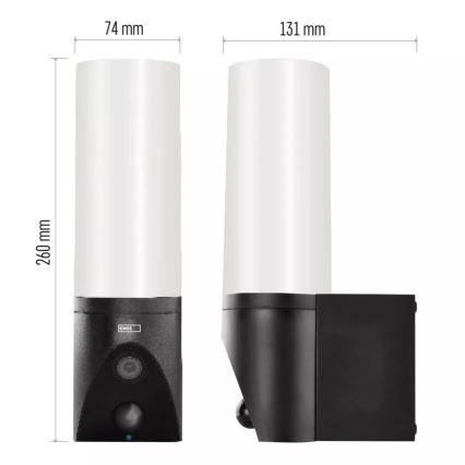 Έξυπνη εξωτερική κάμερα LED με φως GoSmart LED/12W/230V 3200K IP65 Wi-Fi Tuya μαύρη