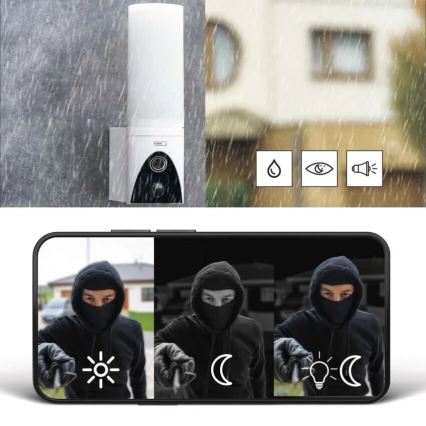 Έξυπνη εξωτερική κάμερα LED με φως GoSmart LED/12W/230V IP65 Wi-Fi Tuya λευκό