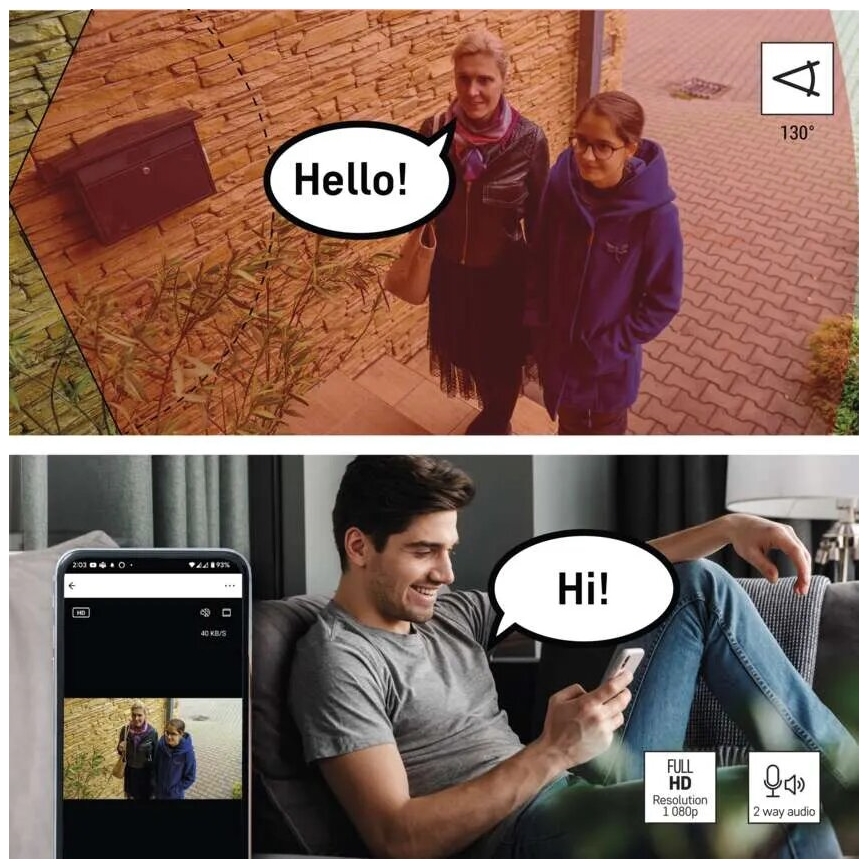 Έξυπνη εξωτερική κάμερα LED με φως GoSmart LED/12W/230V IP65 Wi-Fi Tuya λευκό