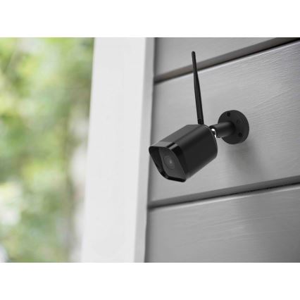 Έξυπνη εξωτερική κάμερα με αισθητήρα Full HD 1080p, 12V, IP65, Wi‑Fi, συμβατή με Tuya — μαύρη