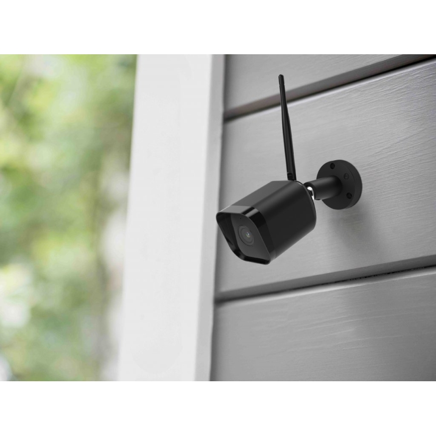 Έξυπνη εξωτερική κάμερα με αισθητήρα Full HD 1080p, 12V, IP65, Wi‑Fi, συμβατή με Tuya — μαύρη