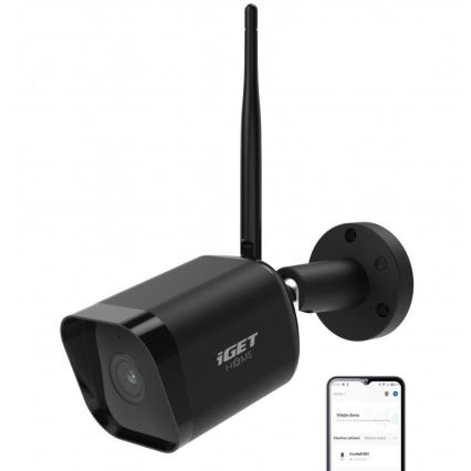 Έξυπνη εξωτερική κάμερα με αισθητήρα Full HD 1080p, 12V, IP65, Wi‑Fi, συμβατή με Tuya — μαύρη