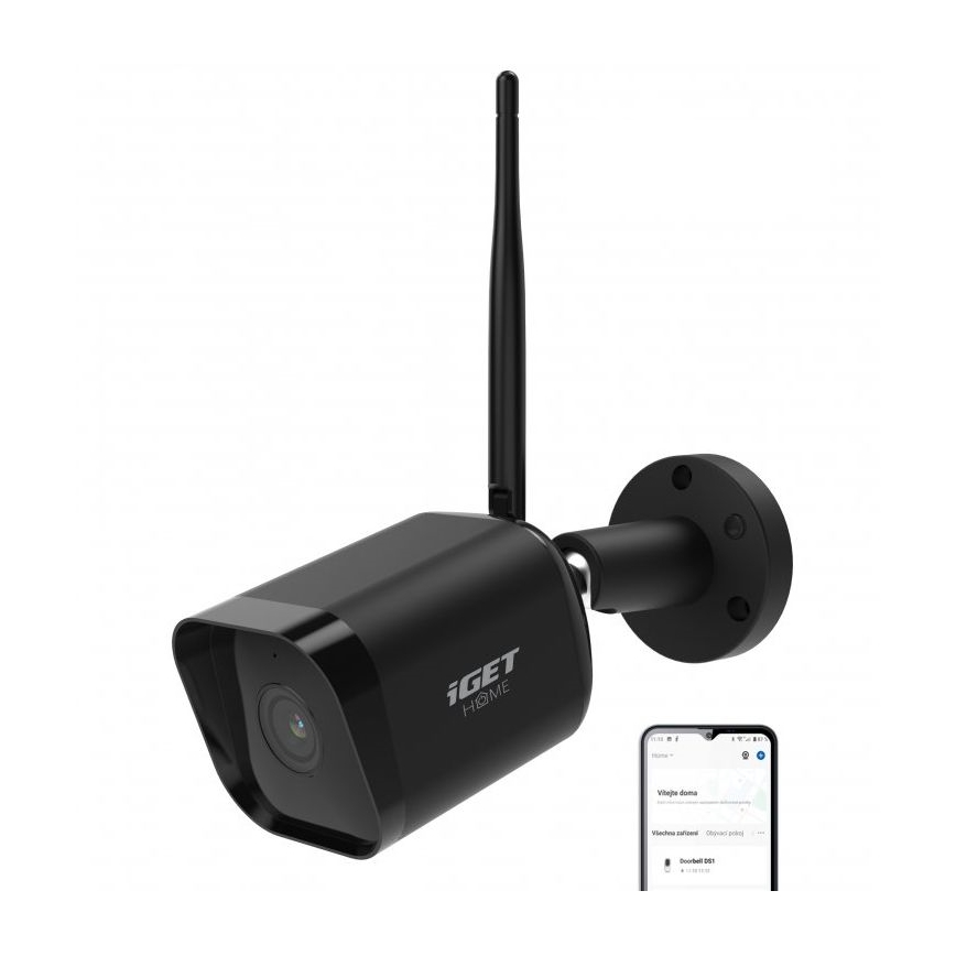 Έξυπνη εξωτερική κάμερα με αισθητήρα Full HD 1080p, 12V, IP65, Wi‑Fi, συμβατή με Tuya — μαύρη