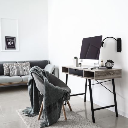 Εύκαμπτο επιτοίχιο φωτιστικό LED με USB BASE LED/8W+LED/2W/230V μαύρο