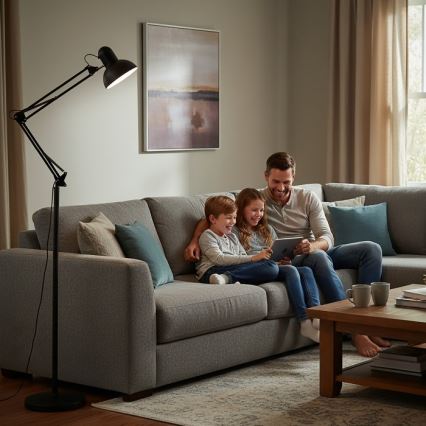 Εύκαμπτο επιδαπέδιο φωτιστικό AURIQ 1xE27/60W/230V 184 cm μαύρο