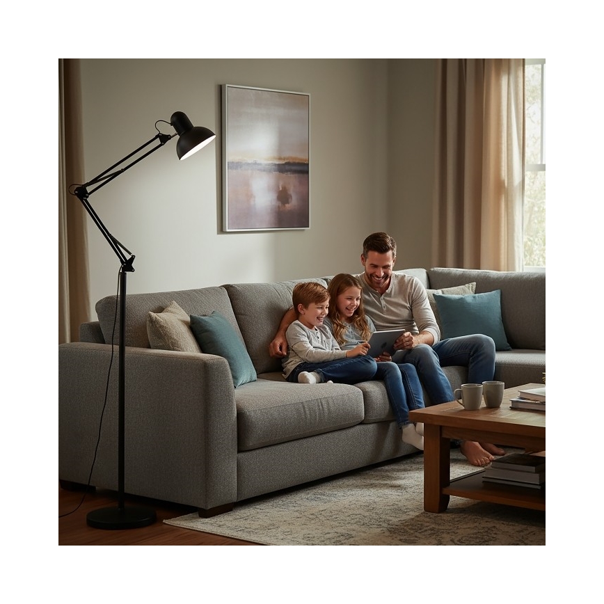 Εύκαμπτο επιδαπέδιο φωτιστικό AURIQ 1xE27/60W/230V 184 cm μαύρο