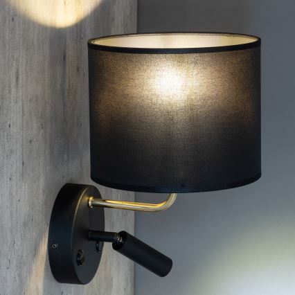 Ευέλικτο φωτιστικό LED RICHI 1xE27/15W/230V + LED/3W/230V μαύρο