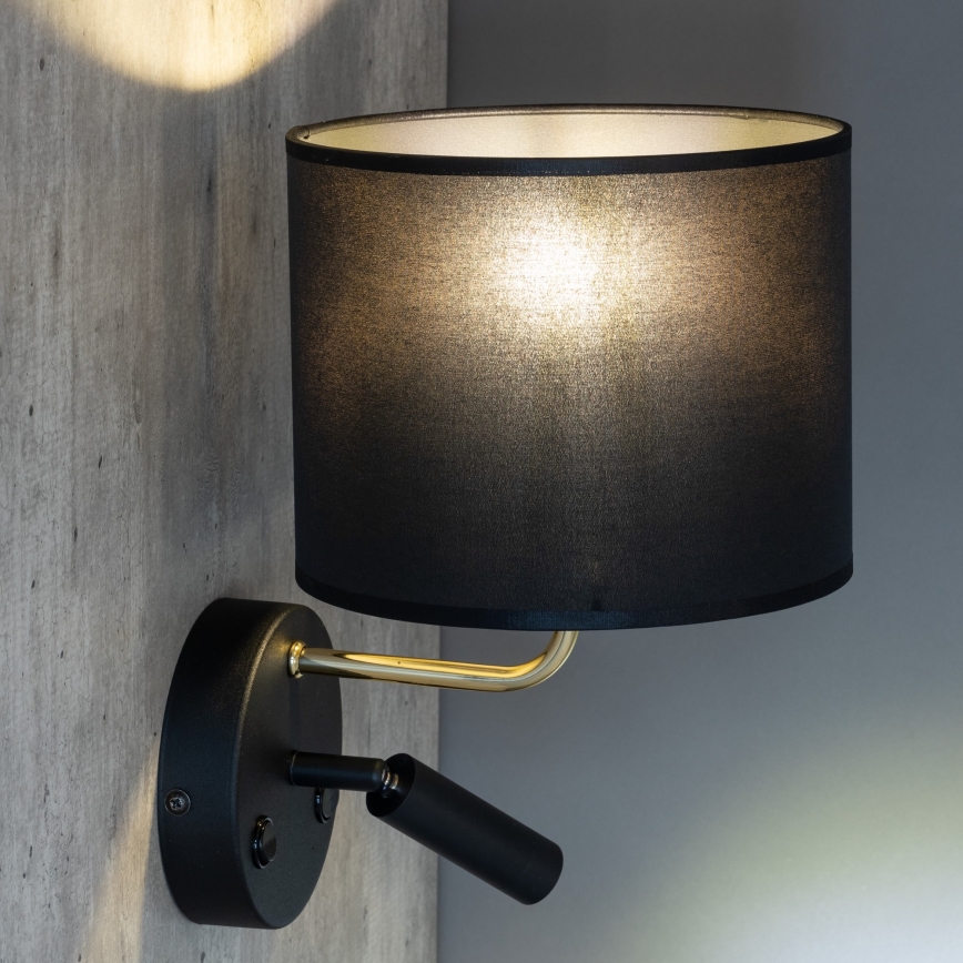 Ευέλικτο φωτιστικό LED RICHI 1xE27/15W/230V + LED/3W/230V μαύρο