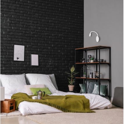 Ευέλικτο επιτοίχιο φωτιστικό LED με USB BASE 1xLED/8W+1xLED/2W/230V λευκό/ασημί