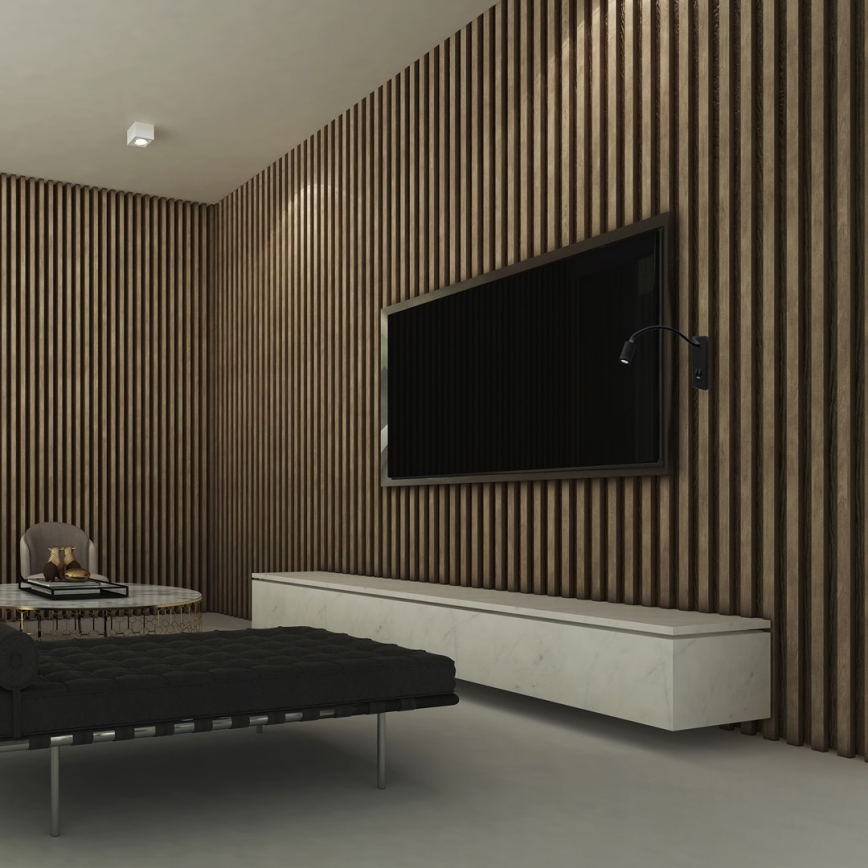 Ευέλικτο επιτοίχιο φωτιστικό LED με USB BASE 1xLED/8W+1xLED/2W/230V μαύρο