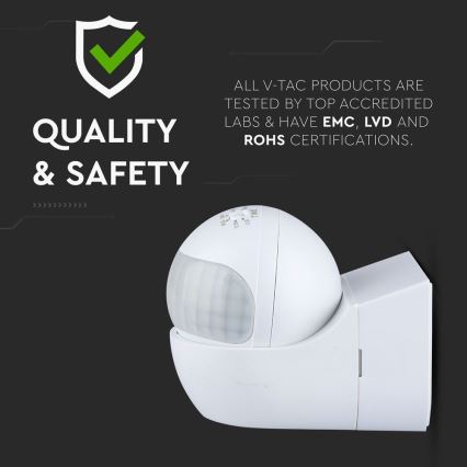 Αισθητήρας κίνησης PIR 180° 800W/230V IP44 λευκό