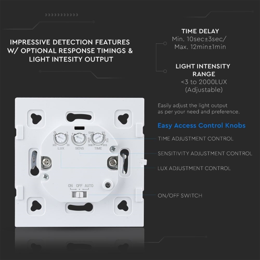 Αισθητήρας κίνησης μικροκυμάτων 180° 300W/230V λευκό