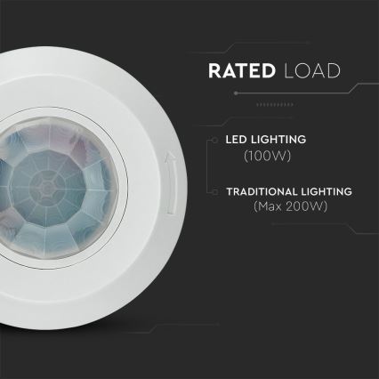 Αισθητήρας κίνησης υπέρυθρων 360° 200W/230V λευκό