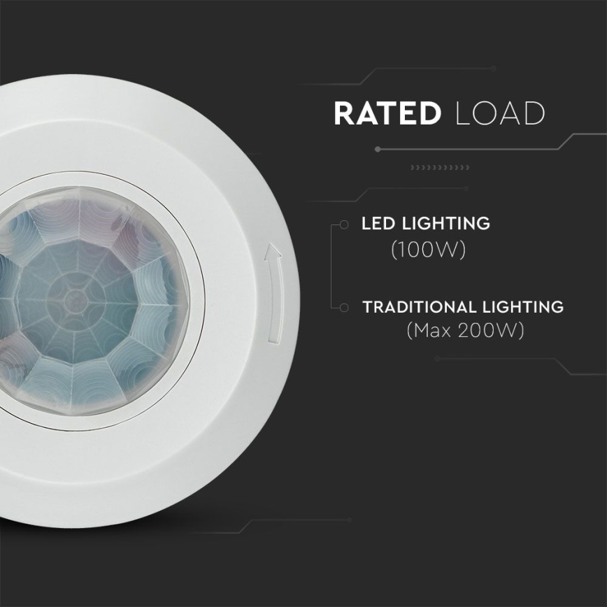 Αισθητήρας κίνησης υπέρυθρων 360° 200W/230V λευκό