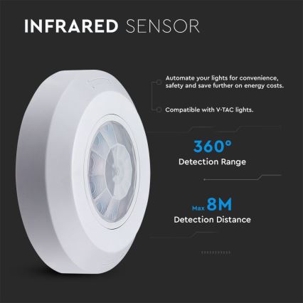 Αισθητήρας κίνησης υπέρυθρων 360° 200W/230V λευκό