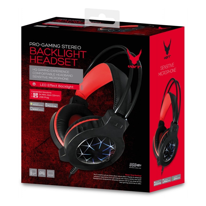 Ακουστικά LED gaming VARR με μικρόφωνο 3,5mm