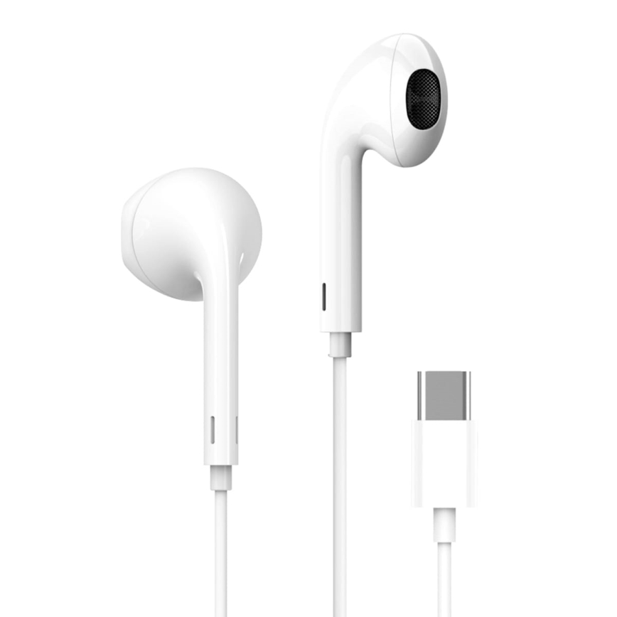 Ακουστικά με μικρόφωνο USB-C λευκά