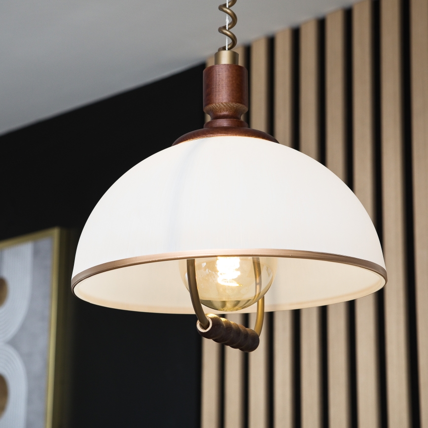Αναδιπλούμενος πολυέλαιος RAMONA 1xE27/60W/230V μπεζ/σκούρο καφέ/πεύκο