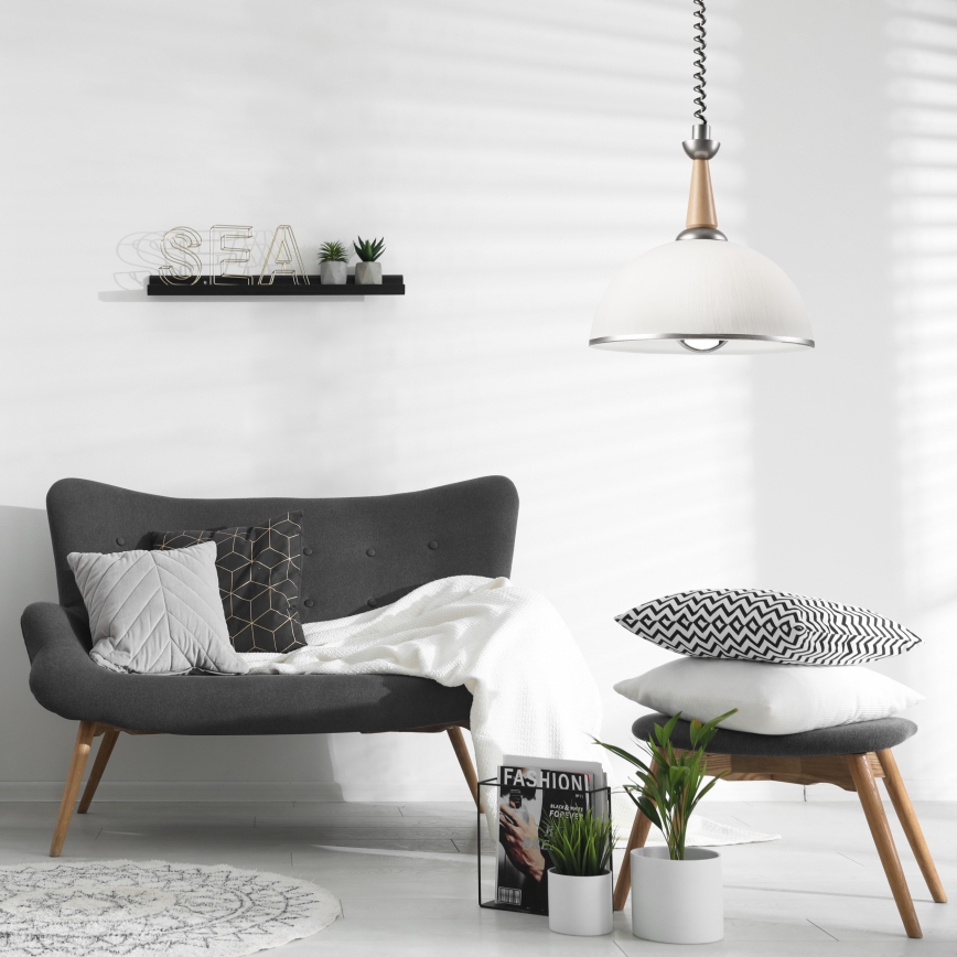 Αναδιπλούμενο φωτιστικό CHIARA 1xE27/60W/230V ασημί/μπεζ/οξιά