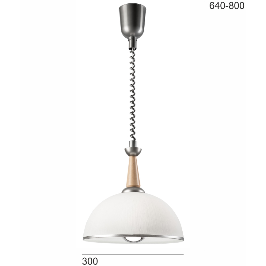 Αναδιπλούμενο φωτιστικό CHIARA 1xE27/60W/230V ασημί/μπεζ/οξιά