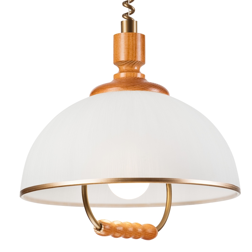 Αναδιπλούμενος πολυέλαιος RAMONA 1xE27/60W/230V μπεζ/καφέ/πεύκο