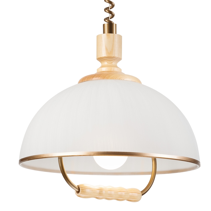 Αναδιπλούμενος πολυέλαιος RAMONA 1xE27/60W/230V μπεζ/ανοιχτό καφέ/πεύκο
