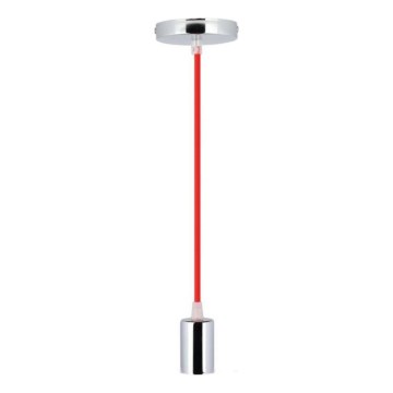Ανάρτηση με ροζέτα και ντουί 1xE27/60W/230V κόκκινο/γυαλιστερό χρώμιο