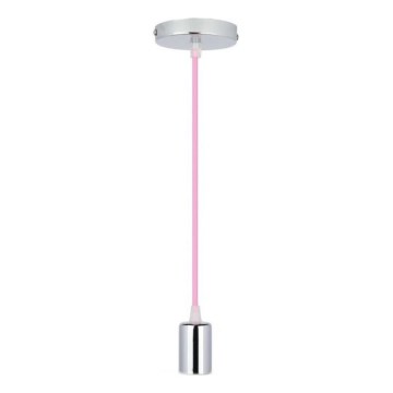 Ανάρτηση με ροζέτα και ντουί 1xE27/60W/230V ανοιχτό ροζ/γυαλιστερό χρώμιο