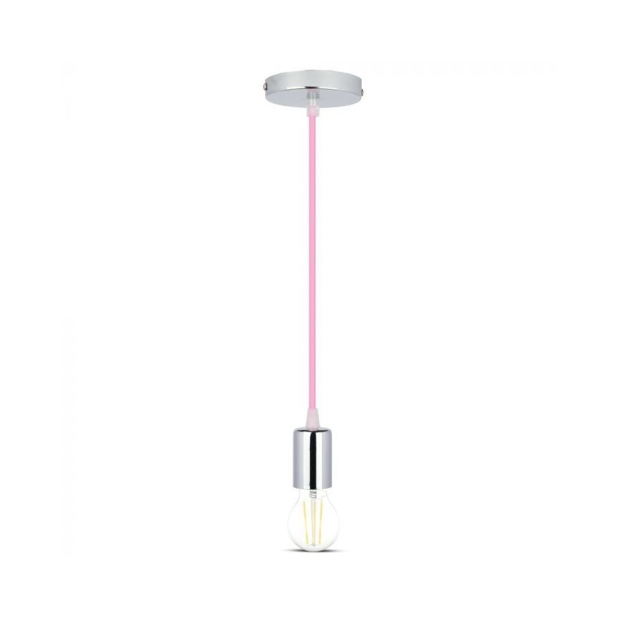 Ανάρτηση με ροζέτα και ντουί 1xE27/60W/230V ανοιχτό ροζ/γυαλιστερό χρώμιο