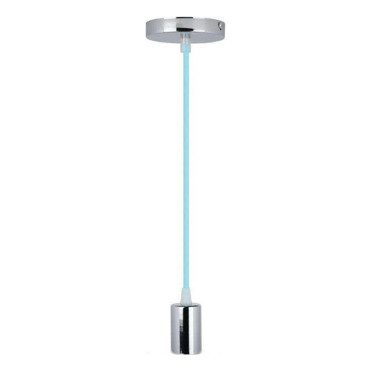 Ανάρτηση με ροζέτα και ντουί 1xE27/60W/230V γαλάζιο/γυαλιστερό χρώμιο