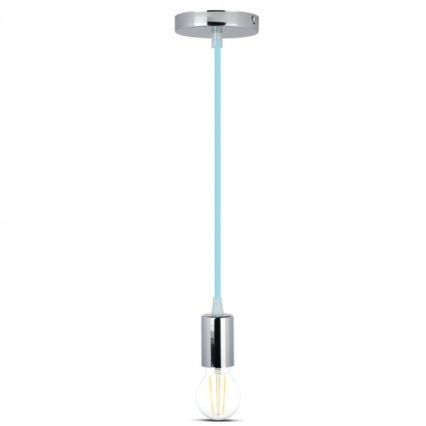 Ανάρτηση με ροζέτα και ντουί 1xE27/60W/230V γαλάζιο/γυαλιστερό χρώμιο