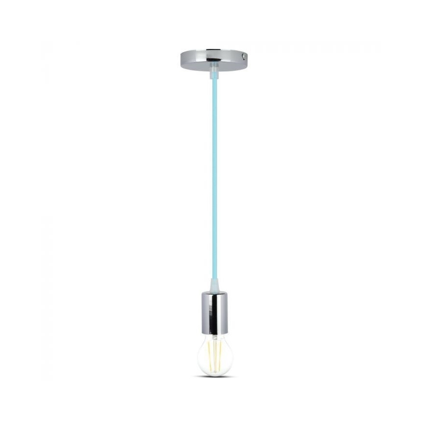 Ανάρτηση με ροζέτα και ντουί 1xE27/60W/230V γαλάζιο/γυαλιστερό χρώμιο