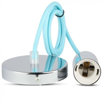 Ανάρτηση με ροζέτα και ντουί 1xE27/60W/230V γαλάζιο/γυαλιστερό χρώμιο