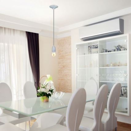 Ανάρτηση με ροζέτα και ντουί 1xE27/60W/230V γκρι/πορσελάνη