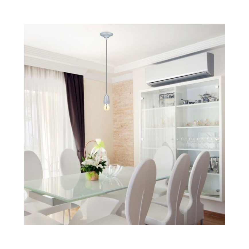 Ανάρτηση με ροζέτα και ντουί 1xE27/60W/230V γκρι/πορσελάνη
