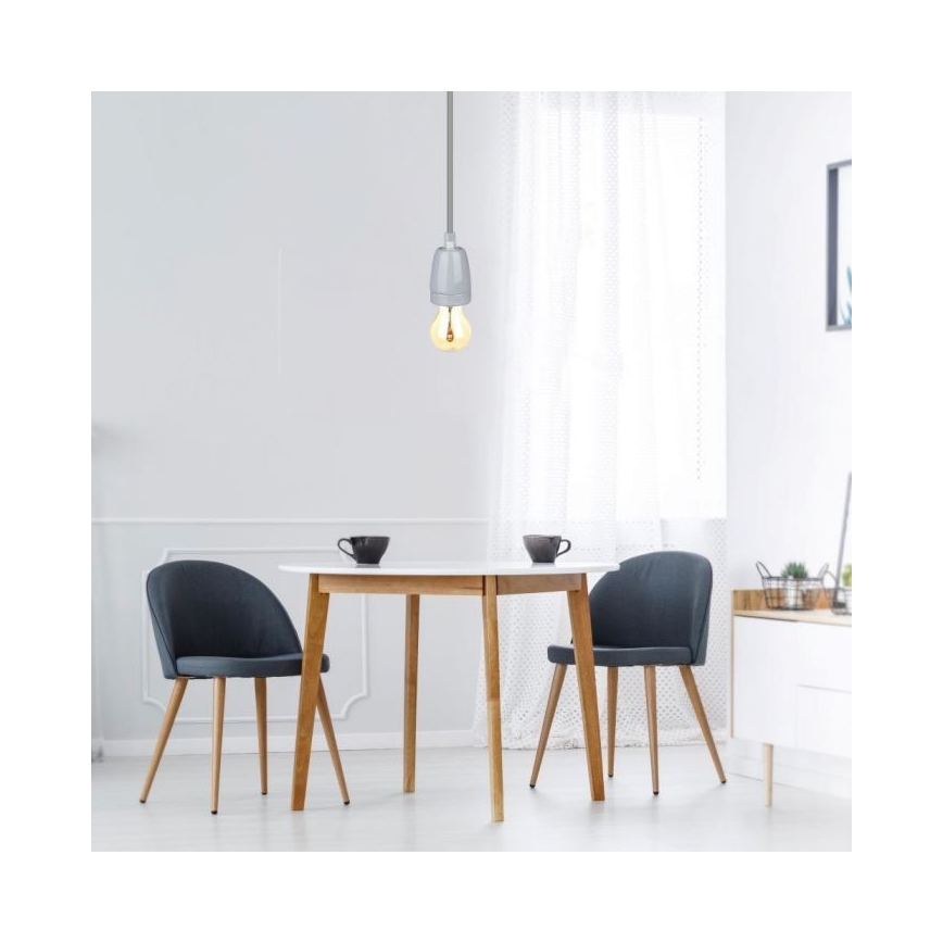 Ανάρτηση με ροζέτα και ντουί 1xE27/60W/230V γκρι/πορσελάνη