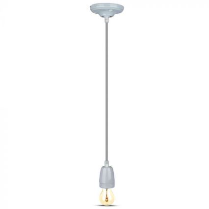 Ανάρτηση με ροζέτα και ντουί 1xE27/60W/230V γκρι/πορσελάνη
