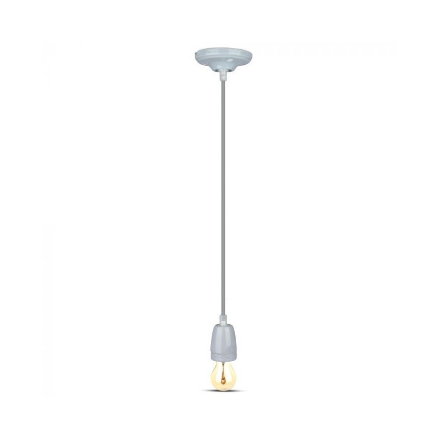 Ανάρτηση με ροζέτα και ντουί 1xE27/60W/230V γκρι/πορσελάνη
