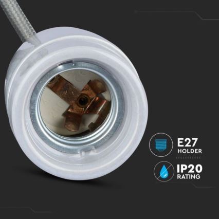 Ανάρτηση με ροζέτα και ντουί 1xE27/60W/230V γκρι/πορσελάνη
