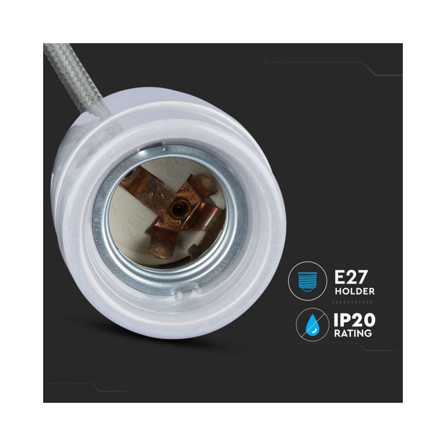 Ανάρτηση με ροζέτα και ντουί 1xE27/60W/230V γκρι/πορσελάνη