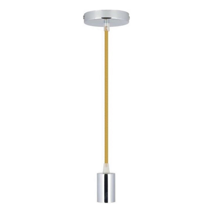 Ανάρτηση με ροζέτα και ντουί 1xE27/60W/230V καφέ/γυαλιστερό χρώμιο